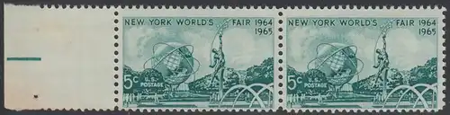 USA Michel 0857 / Scott 1244 postfrisch horiz.PAAR RAND links - Weltausstellung 1964/1965, New York