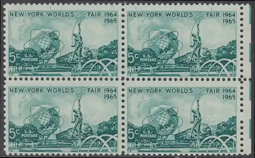 USA Michel 0857 / Scott 1244 postfrisch BLOCK RÄNDER rechts - Weltausstellung 1964/1965, New York