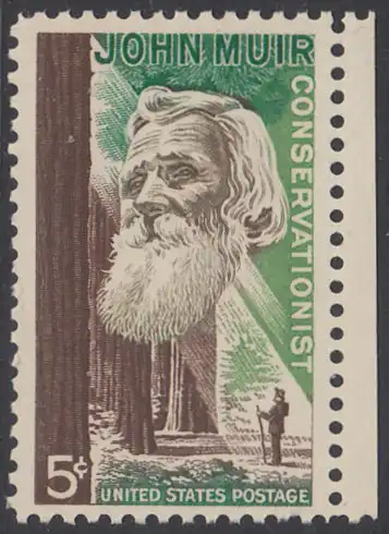 USA Michel 0858 / Scott 1245 postfrisch EINZELMARKE RAND rechts - John Muir, Naturwissenschaftler; Mammutbäume