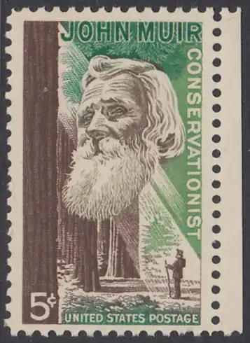 USA Michel 0858 / Scott 1245 postfrisch EINZELMARKE RAND rechts (a1) - John Muir, Naturwissenschaftler; Mammutbäume