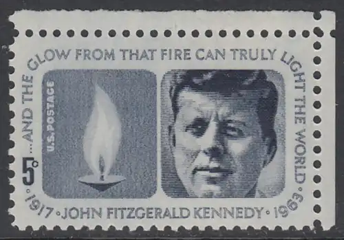 USA Michel 0860 / Scott 1246 postfrisch EINZELMARKE ECKRAND oben rechts - John Fitzgerald Kennedy, 35. Präsident