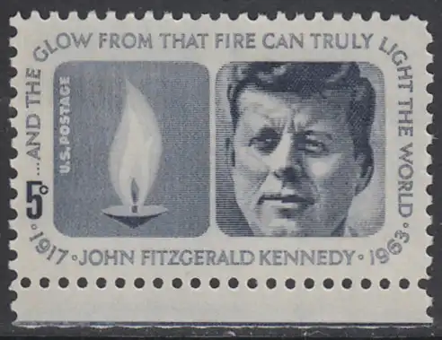USA Michel 0860 / Scott 1246 postfrisch EINZELMARKE RAND unten - John Fitzgerald Kennedy, 35. Präsident