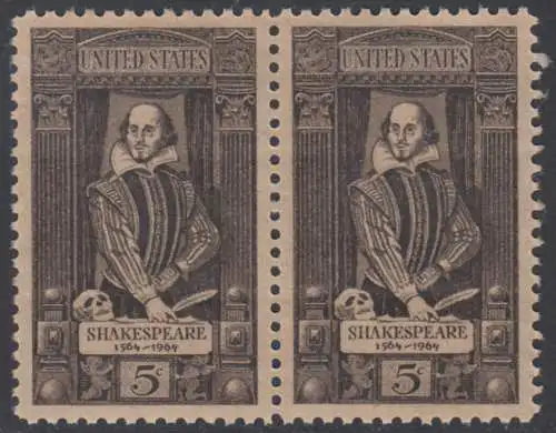 USA Michel 0864 / Scott 1250 postfrisch horiz.PAAR (a1) - William Shakespeare; engl. Dramatiker, Schauspieler und Dichter