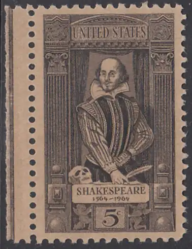 USA Michel 0864 / Scott 1250 postfrisch EINZELMARKE RAND links - William Shakespeare; engl. Dramatiker, Schauspieler und Dichter