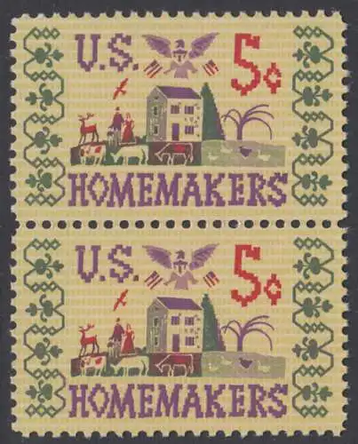 USA Michel 0868 / Scott 1253 postfrisch vert.PAAR (a1) - Heimarbeiterinnen, 50 Jahre Smith-Lever-Gesetz