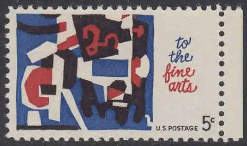 USA Michel 0874 / Scott 1259 postfrisch EINZELMARKE RAND rechts  (a1) - Schöne Künste: Melange of Squiggles; Lithographie von Stuart Davis 