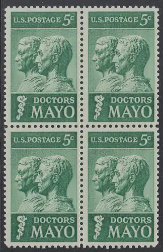 USA Michel 0865 / Scott 1251 postfrisch BLOCK - 25. Todestag der Brüder Mayo; Ärzte und Gründer der Mayo-Klinik in Rochester