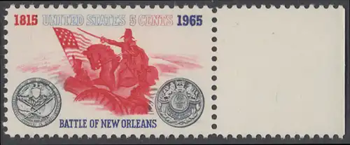 USA Michel 0876 / Scott 1261 postfrisch EINZELMARKE RAND rechts - Schlacht von New Orleans; General Andrew Jackson führt seine Truppen gegen die Engländer