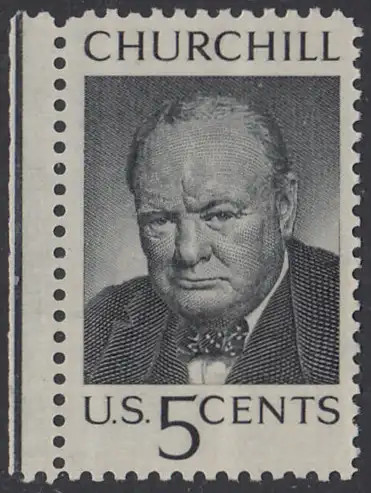 USA Michel 0880 / Scott 1264 postfrisch EiNZELMARKE RAND links (a1) - Winston Spencer Churchill; britischer Politiker, Nobelpreis 1953