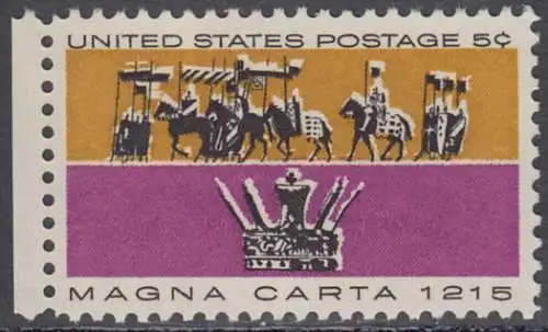 USA Michel 0881 / Scott 1265 postfrisch EINZELMARKE RAND links (a1) - 750. Jahrestag der Erklärung der Magna Carta