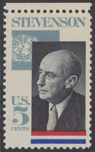 USA Michel 0891 / Scott 1275 postfrisch EINZELMARKE RAND oben - Adlai Ewing Stevenson, Politiker