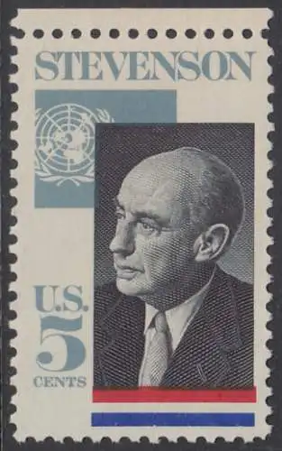 USA Michel 0891 / Scott 1275 postfrisch EINZELMARKE RAND oben (a1) - Adlai Ewing Stevenson, Politiker