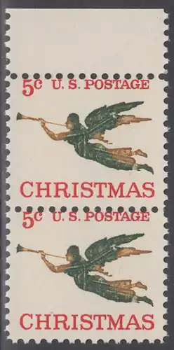 USA Michel 0892 / Scott 1276 postfrisch vert .PAAR RAND oben - Weihnachten, Erzengel Gabriel