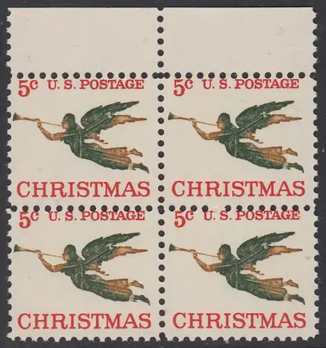 USA Michel 0892 / Scott 1276 postfrisch BLOCK RÄNDER oben - Weihnachten, Erzengel Gabriel