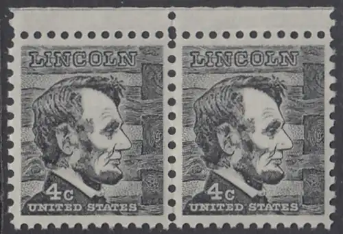 USA Michel 0893 / Scott 1282 postfrisch horiz.PAAR RÄNDER oben - Berühmte Amerikaner: Abraham Lincoln, 16. Präsident 