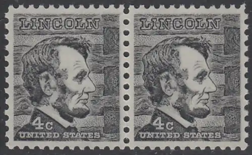 USA Michel 0893 / Scott 1282 postfrisch horiz.PAAR - Berühmte Amerikaner: Abraham Lincoln, 16. Präsident 