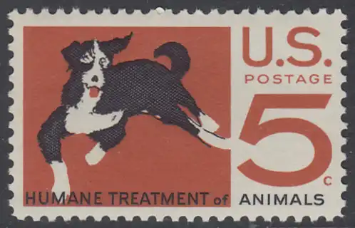 USA Michel 0898 / Scott 1307 postfrisch EINZELMARKE - 100 Jahre amerikanischer Tierschutzverein; Hund