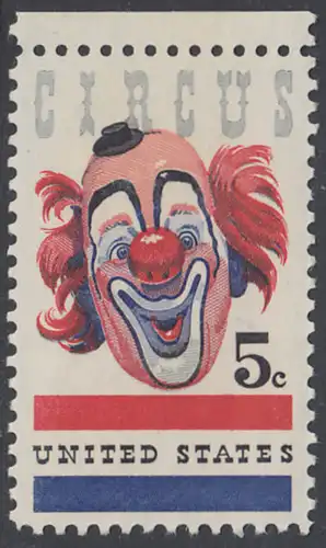 USA Michel 0900 / Scott 1309 postfrisch EINZELMARKE Rand oben - Amerikanischer Zirkus; Clown