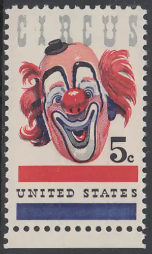 USA Michel 0900 / Scott 1309 postfrisch EINZELMARKE Rand unten - Amerikanischer Zirkus; Clown