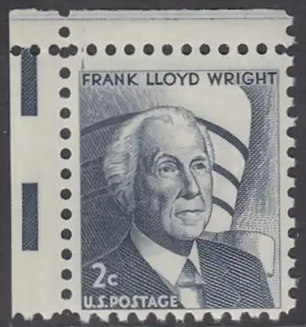 USA Michel 0902 / Scott 1280 postfrisch EINZELMARKE ECKRAND oben links - Berühmte Amerikaner: Frank Lloyd Wright, Architekt