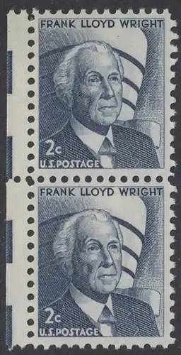 USA Michel 0902 / Scott 1280 postfrisch vert..PAAR RÄNDER links - Berühmte Amerikaner: Frank Lloyd Wright, Architekt