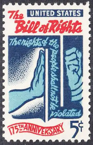 USA Michel 0903 / Scott 1312 postfrisch EINZELMARKE (a1) - 175 Jahre verbriefte Grundrechte in der „Bill of Rights“