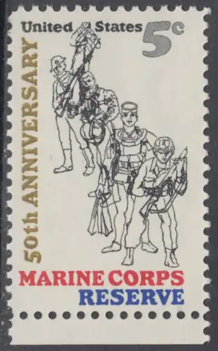 USA Michel 0906 / Scott 1315 postfrisch EINZELMARKE RAND unten - 50 Jahre Reservistenvereinigung der Marineinfanteristen