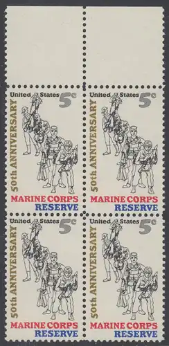 USA Michel 0906 / Scott 1315 postfrisch BLOCK RÄNDER oben - 50 Jahre Reservistenvereinigung der Marineinfanteristen