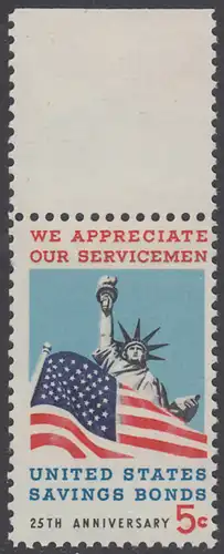 USA Michel 0911 / Scott 1320 postfrisch EINZELMARKE RAND oben - 25 Jahre Staatsanleihen