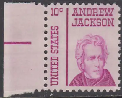 USA Michel 0917 / Scott 1286 postfrisch EINZELMARKE Rand links - Berühmte Amerikaner: Andrew Jackson, 7. Präsident