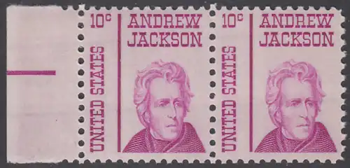USA Michel 0917 / Scott 1286 postfrisch horiz.PAAR Rand links - Berühmte Amerikaner: Andrew Jackson, 7. Präsident