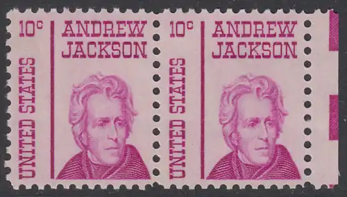 USA Michel 0917 / Scott 1286 postfrisch horiz.PAAR Rand rechts - Berühmte Amerikaner: Andrew Jackson, 7. Präsident