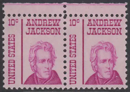 USA Michel 0917 / Scott 1286 postfrisch horiz.PAAR RÄNDER oben - Berühmte Amerikaner: Andrew Jackson, 7. Präsident
