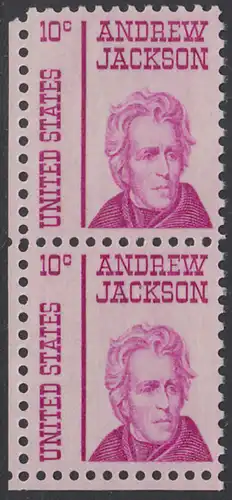 USA Michel 0917 / Scott 1286 postfrisch vert.PAAR ECKRAND unten links - Berühmte Amerikaner: Andrew Jackson, 7. Präsident