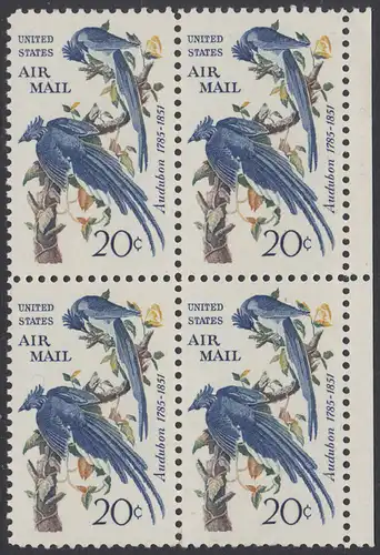 USA Michel 0920 / Scott C071 postfrisch Luftpost-BLOCK RÄNDER rechts - Mexikanischer Elsterhäher; Zeichnung von John James Audubon, Zeichner und Ornithologe