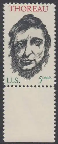 USA Michel 0925 / Scott 1327 postfrisch EINZELMARKE RAND unten (a1) - Henry David Thoreau; Schriftsteller und Philosoph