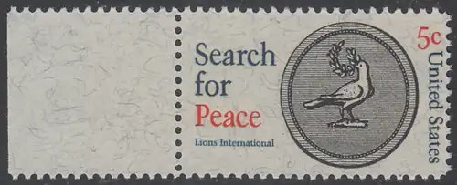 USA Michel 0924 / Scott 1326 postfrisch EINZELMARKE RAND links - 50 Jahre Lions International; Medaille mit Friedenstaube