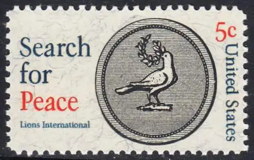 USA Michel 0924 / Scott 1326 postfrisch EINZELMARKE (a1) - 50 Jahre Lions International; Medaille mit Friedenstaube