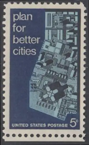 USA Michel 0932 / Scott 1333 postfrisch EINZELMARKE RAND unten  (a1) - Internationale Konferenz für Städteplanung bis zum Jahre 2017 in Washington, DC; Stadtmodell