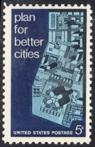 USA Michel 0932 / Scott 1333 postfrisch EINZELMARKE (a1) - Internationale Konferenz für Städteplanung bis zum Jahre 2017 in Washington, DC; Stadtmodell