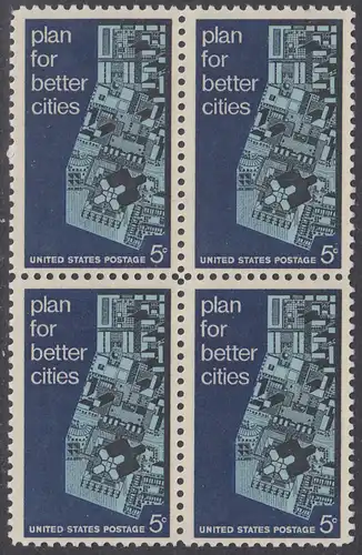 USA Michel 0932 / Scott 1333 postfrisch BLOCK - Internationale Konferenz für Städteplanung bis zum Jahre 2017 in Washington, DC; Stadtmodell