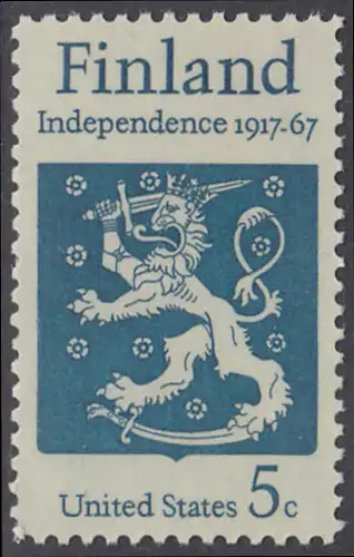 USA Michel 0933 / Scott 1334 postfrisch EINZELMARKE - 50 Jahre Unabhängigkeit Finnlands; Staatswappen von Finnland