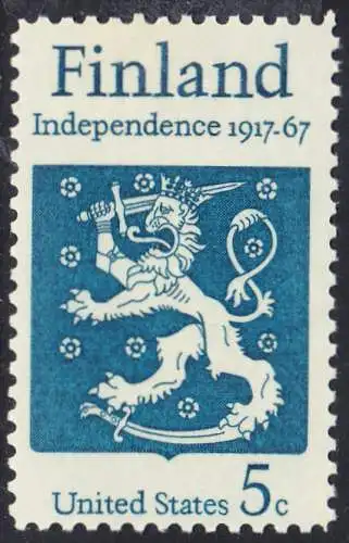 USA Michel 0933 / Scott 1334 postfrisch EINZELMARKE (a1) - 50 Jahre Unabhängigkeit Finnlands; Staatswappen von Finnland