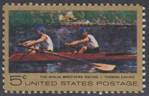 USA Michel 936 / Scott 1335 postfrisch EINZELMARKE - Das Bootsrennen der Brüder Biglin; Gemälde von Thomas Eakins 
