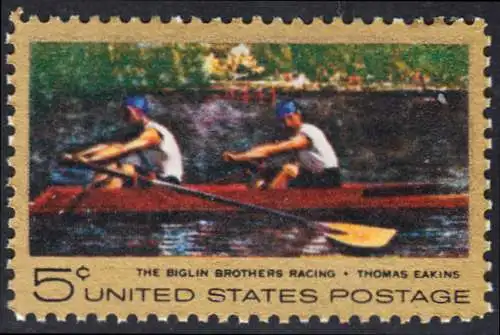USA Michel 936 / Scott 1335 postfrisch EINZELMARKE (a1) - Das Bootsrennen der Brüder Biglin; Gemälde von Thomas Eakins 