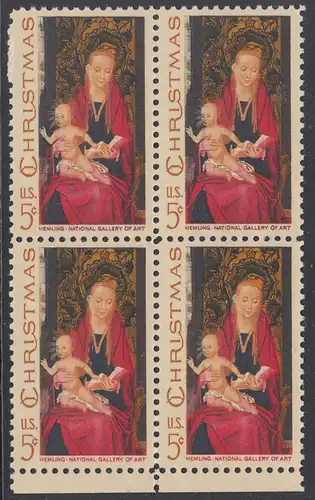 USA Michel 937 / Scott 1336 postfrisch BLOCK RÄNDER unten - Weihnachten: Maria mit Kind und Engeln 