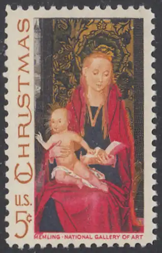 USA Michel 937 / Scott 1336 postfrisch EINZELMARKE - Weihnachten: Maria mit Kind und Engeln 