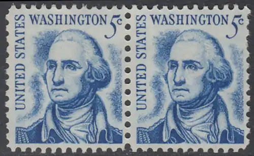 USA Michel 0937A / Scott 1283B postfrisch horiz.PAAR - Berühmte Amerikaner: George Washington, 1. Präsident 