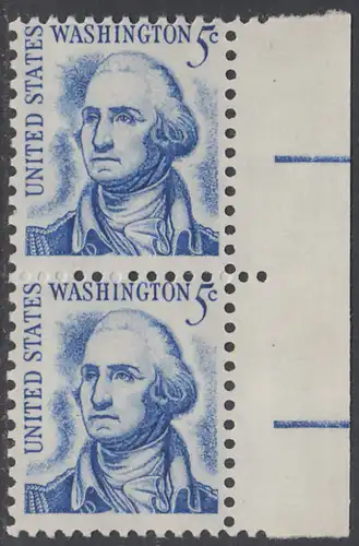 USA Michel 0937A / Scott 1283B postfrisch vert.PAAR RÄNDER rechts - Berühmte Amerikaner: George Washington, 1. Präsident 