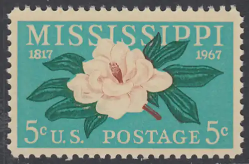 USA Michel 938 / Scott 1337 postfrisch EINZELMARKE - 150 Jahre Staat Mississippi; Magnolie, Staatsblume von Mississippi  